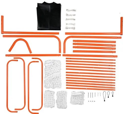 VEVOR 3-IN-1 Lacrosse Goal with Backstop and Target, 12' x 9' Lacrosse Net, Steel Frame Backyard Lacrosse Rebounder Equipment, Quick & Easy Setup Training Net, Perfect for Youth Adult Training, Orange