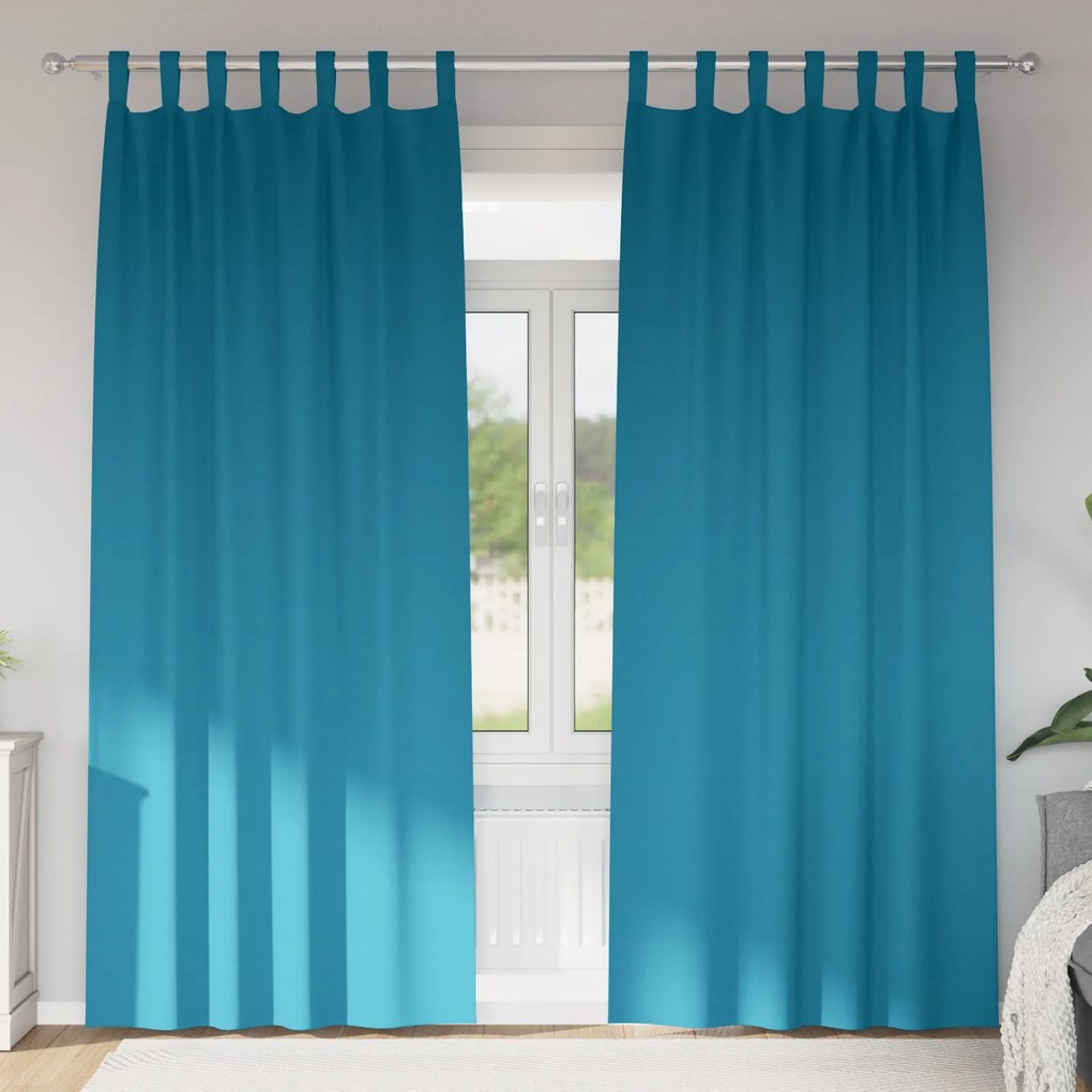 vidaXL Κουρτίνες με κουρτίνες 2 pcs Τιρκουάζ 245 x 140 εκ. Πολυεστέρας