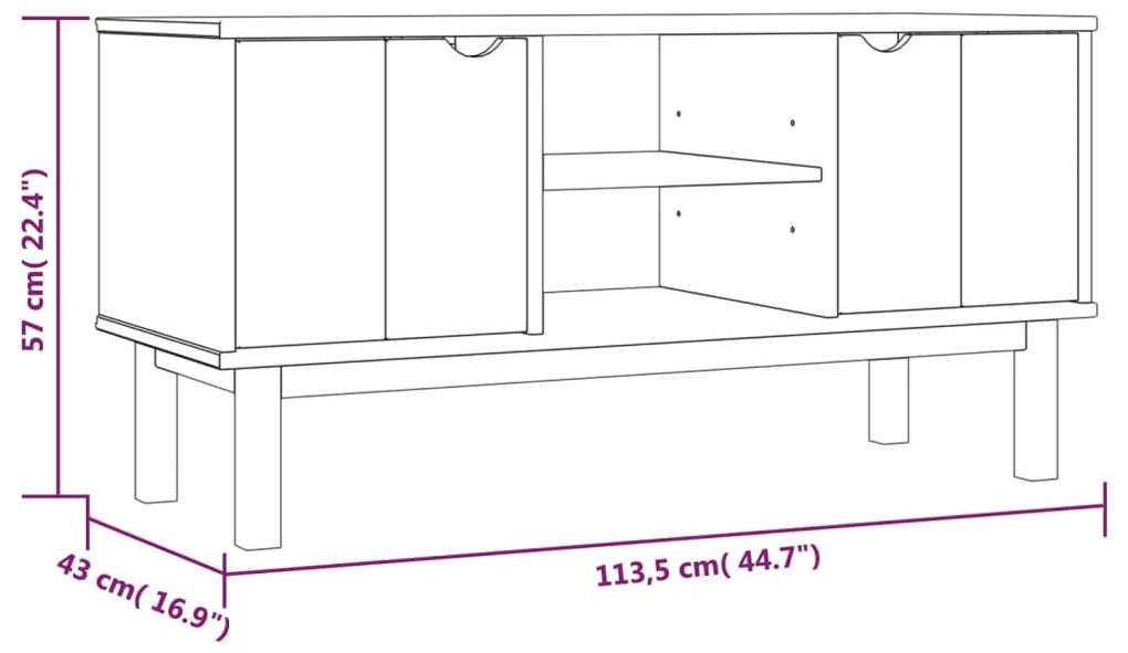 vidaXL Έπιπλο Τηλεόρασης OTTA 113,5 x 43 x 57 εκ. Μασίφ Ξύλο Πεύκου