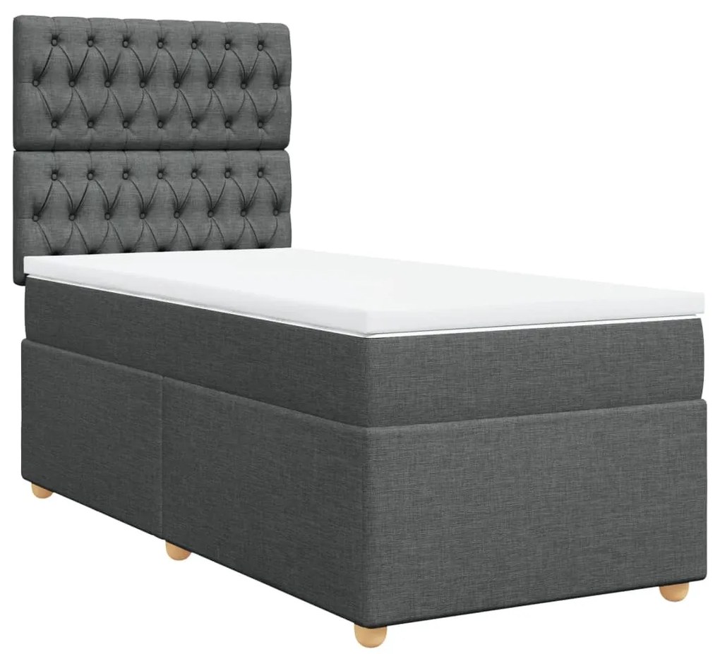 ΚΡΕΒΑΤΙ BOXSPRING ΜΕ ΣΤΡΩΜΑ ΣΚΟΥΡΟ ΓΚΡΙ 90X190 ΕΚ. ΥΦΑΣΜΑΤΙΝΟ 3291143