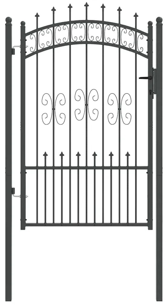 vidaXL Πύλη Φράχτη με Στρογγυλή Κορυφή Γκρι 103 x 200 cm Ατσάλι