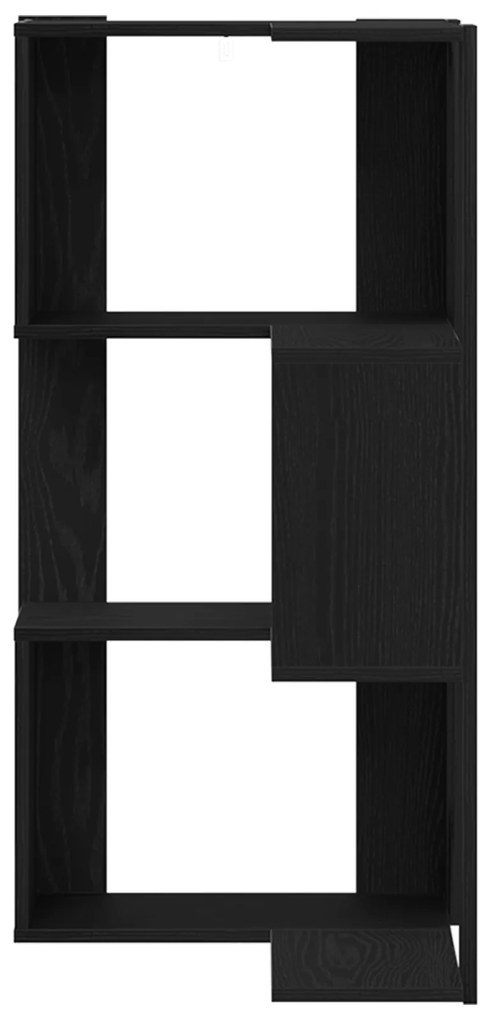 vidaXL Γωνιακή Βιβλιοθήκη 3-Ράφια Μαύρη Δρυς 50x50x102 εκ. Κατασκευασμένο Ξύλο