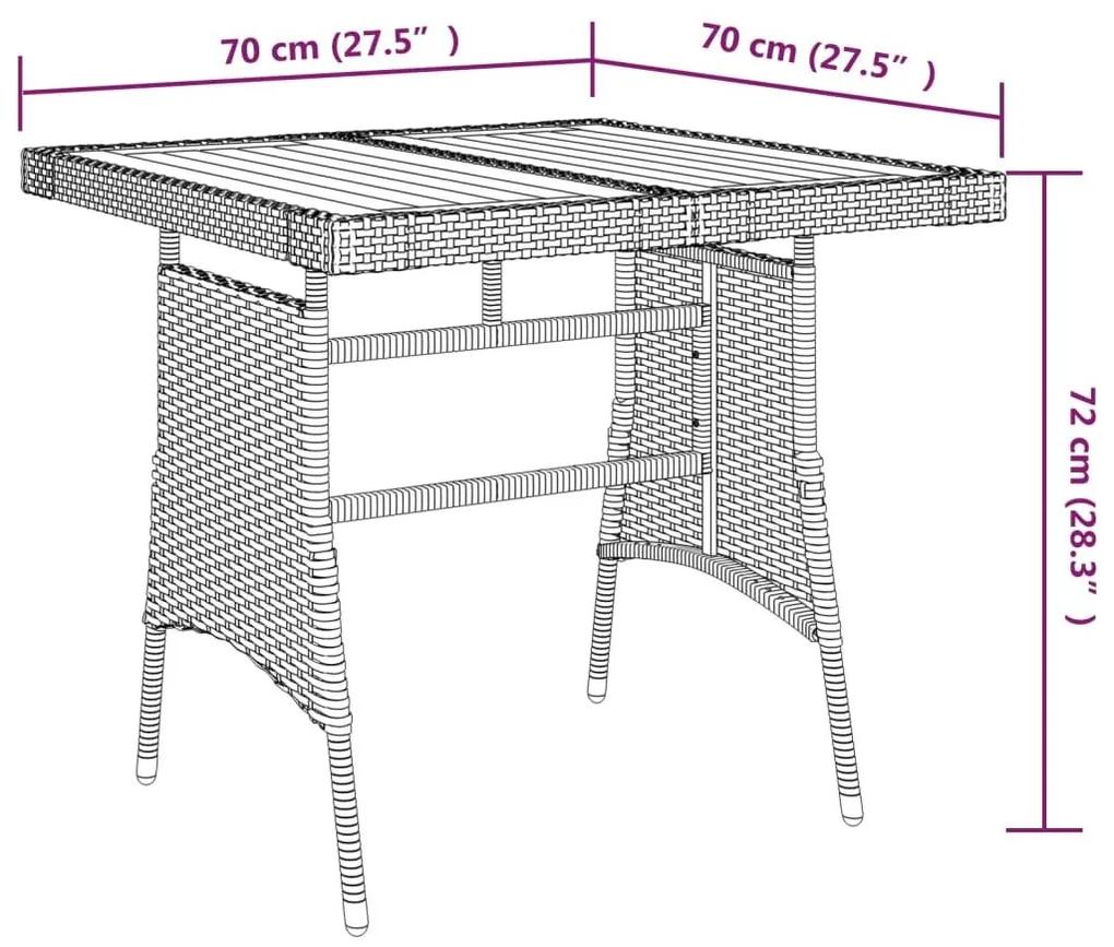 Τραπέζι Κήπου Γκρι 70x70x72 εκ. Συνθετικό Ρατάν/Ξύλο Ακακίας - Γκρι