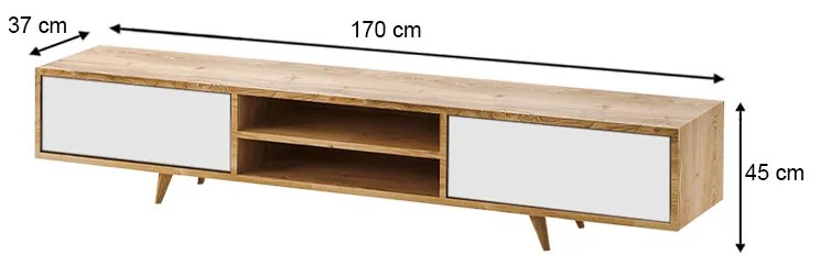 Έπιπλο τηλεόρασης Serine Megapap χρώμα sapphire oak - λευκό 170x37x45εκ.