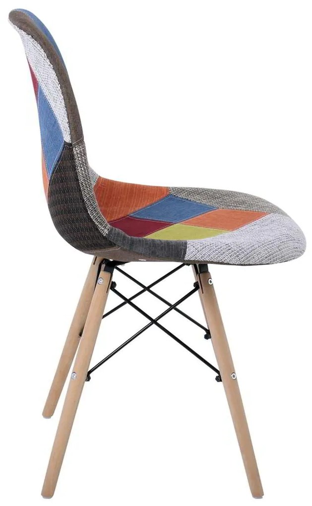ART Wood Καρέκλα PP, Ύφασμα Patchwork 47x52x84cm (Σετ 4 ΤΕΜ)