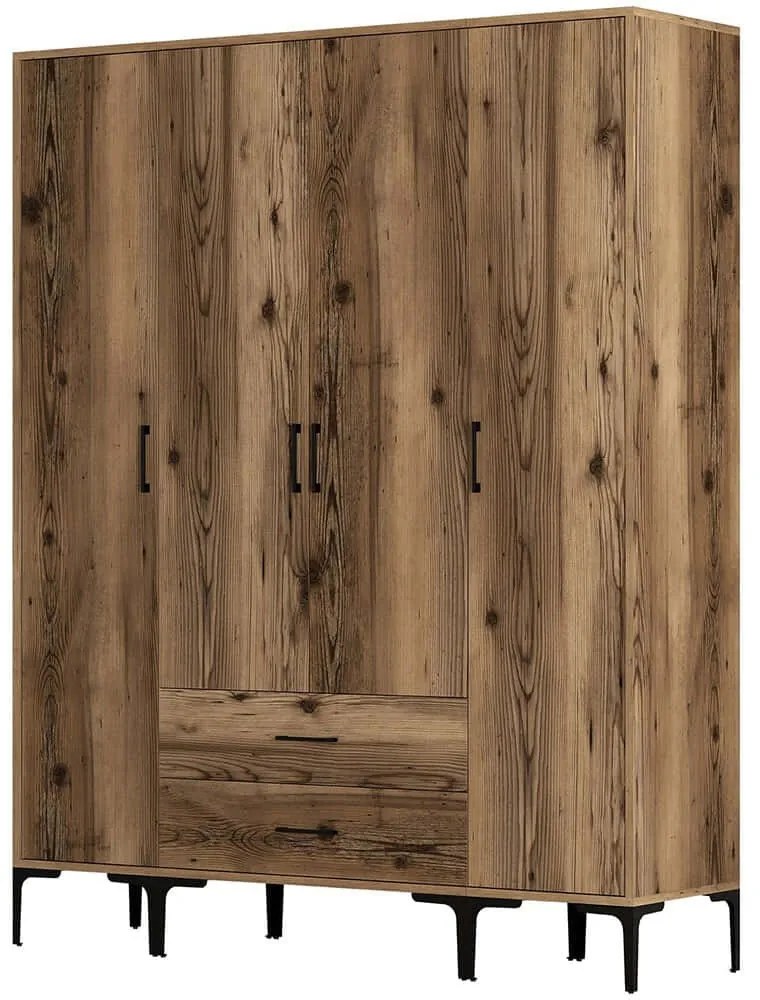 Ντουλάπα Τετράφυλλη Kumsal 845HCT5482 160x47,5x201,4cm Walnut Τετράφυλλη