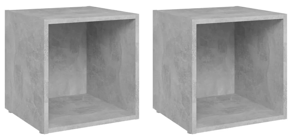 vidaXL Έπιπλα Τηλεόρασης 2 τεμ. Γκρι Σκυροδ. 37x35x37 εκ. Επεξ. Ξύλο