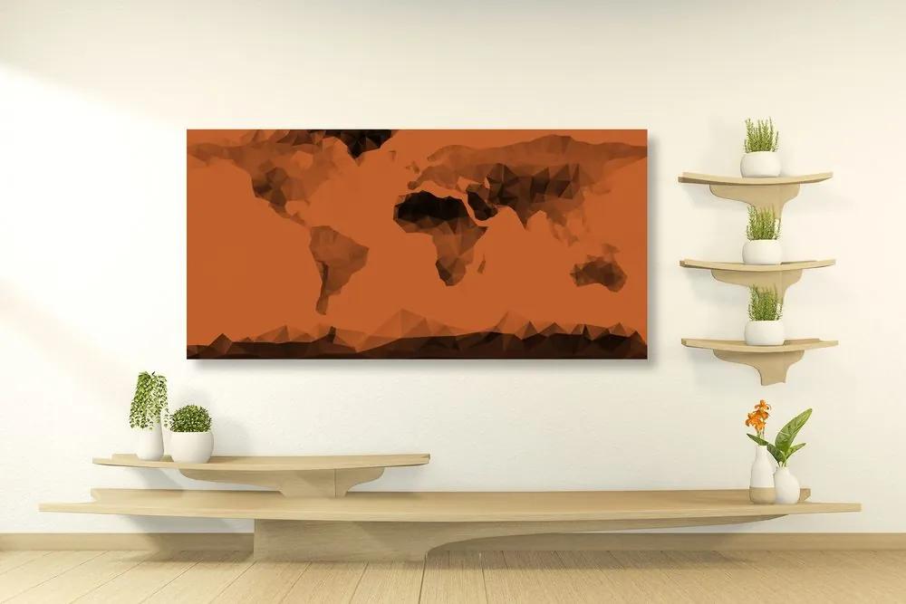 Εικόνα του παγκόσμιου χάρτη σε πολυγωνικό στυλ σε πορτοκαλί απόχρωση - 100x50