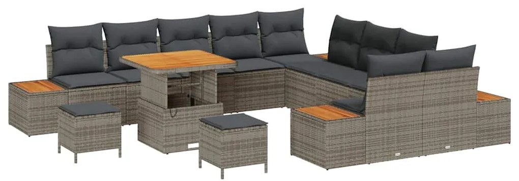 vidaXL Σετ Καναπέ Κήπου 13 pcs Γκρι συνθετικό ρατάν