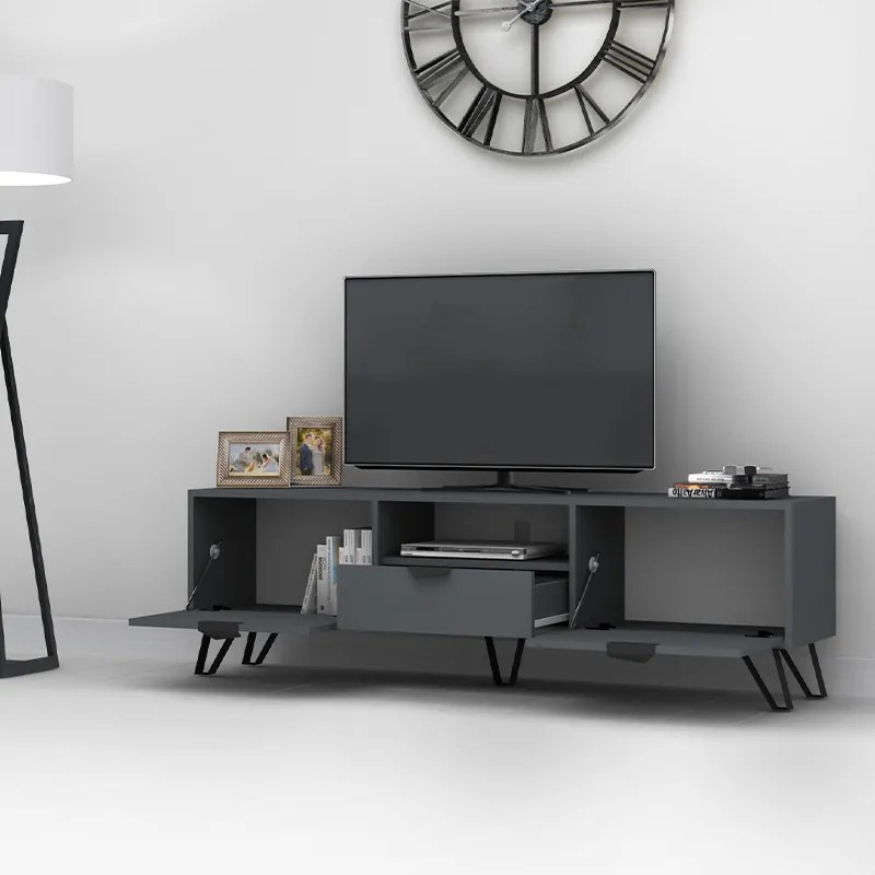 Έπιπλο τηλεόρασης Jasmine Megapap χρώμα ανθρακί 170x35x50εκ.