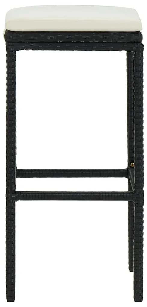 vidaXL Σκαμπό Μπαρ 6 τεμ. Μαύρα από Συνθετικό Ρατάν με Μαξιλάρια