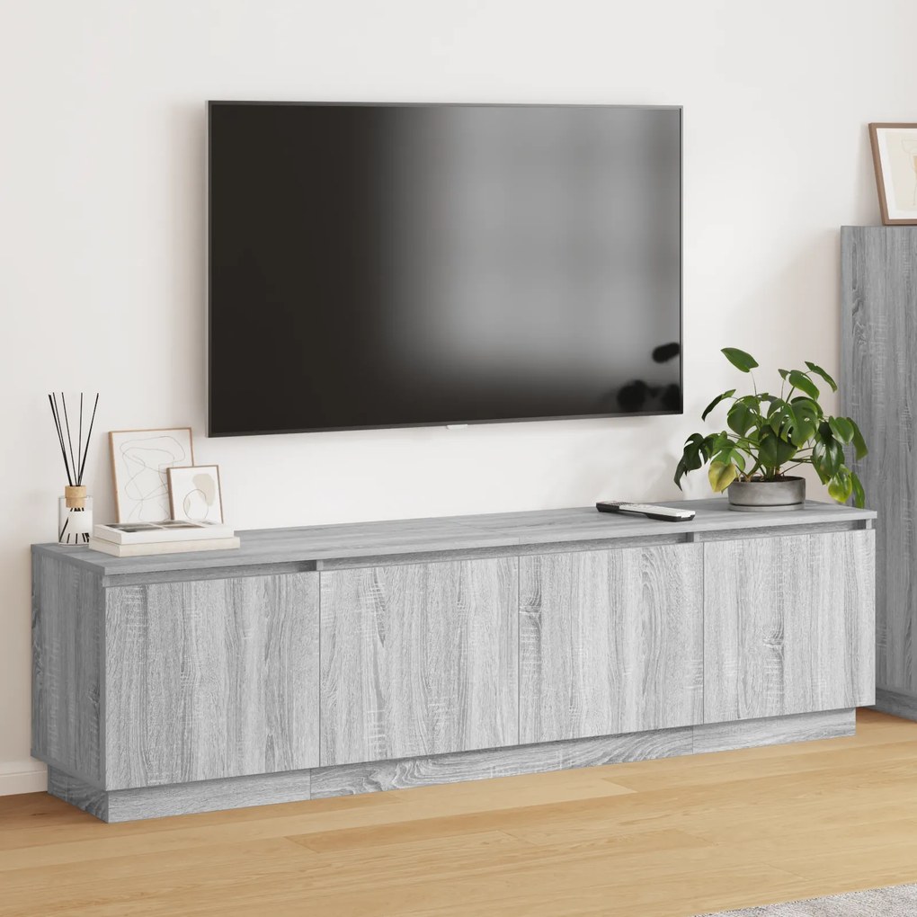 vidaXL Ντουλάπι ΤV με LED Γκρι Σονόμα 180x38x49 cm Επεξεργασμένο Ξύλο