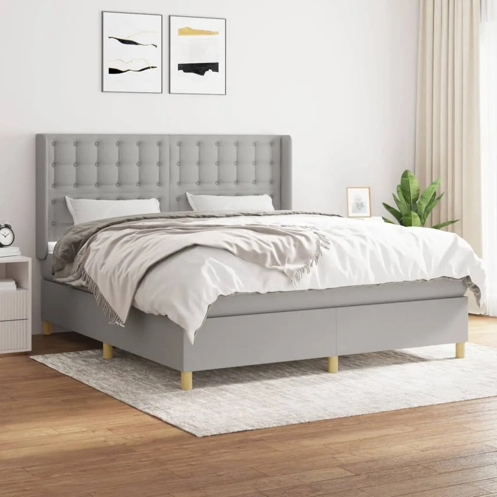 vidaXL Κρεβάτι Boxspring με Στρώμα Αν. Πράσινο 160x200εκ Υφασμάτινο