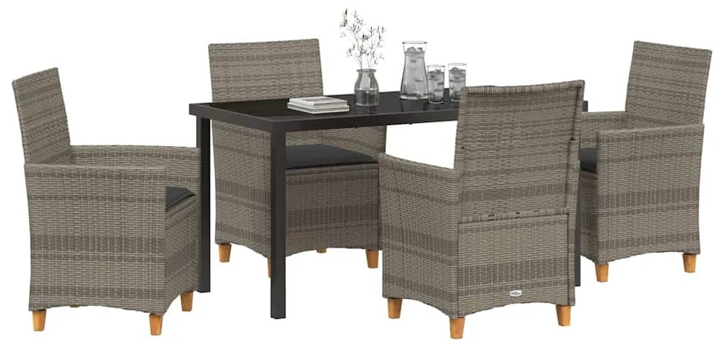 vidaXL Σέτ φαγητού για κήπο 5 pcs Γκρι συνθετικό ρατάν