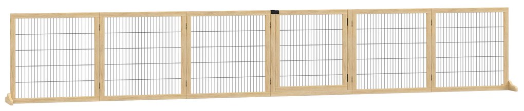 Περίφραγμα ασφαλείας για κατοικίδια, για σκύλους, ξύλο πεύκου, αναδιπλούμενο, 432 x 36 x 70 cm, Φυσικό