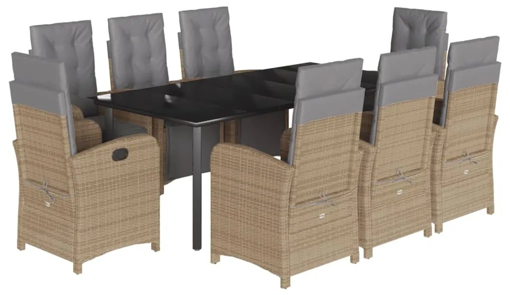 vidaXL Σετ Τραπεζαρίας Κήπου 9 τεμ. Μπεζ Συνθετικό Ρατάν με Μαξιλάρια