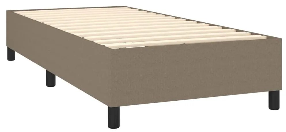 Κρεβάτι Boxspring με Στρώμα &amp; LED Taupe 90x200 εκ. Υφασμάτινο - Μπεζ-Γκρι