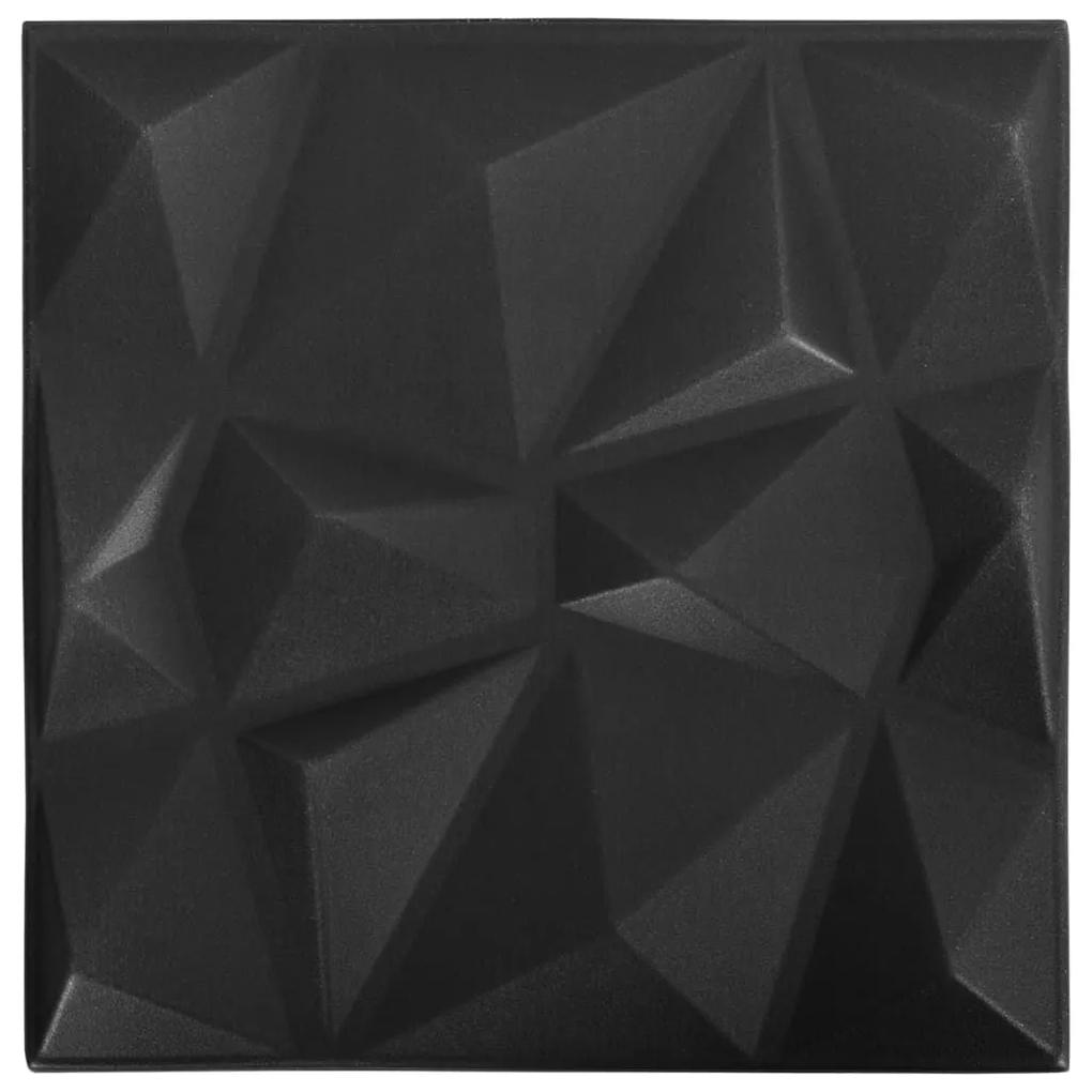 Πάνελ Τοίχου 3D 24 τεμ. Μαύρο Διαμαντιού 50 x 50 εκ. 6 μ² - Μαύρο