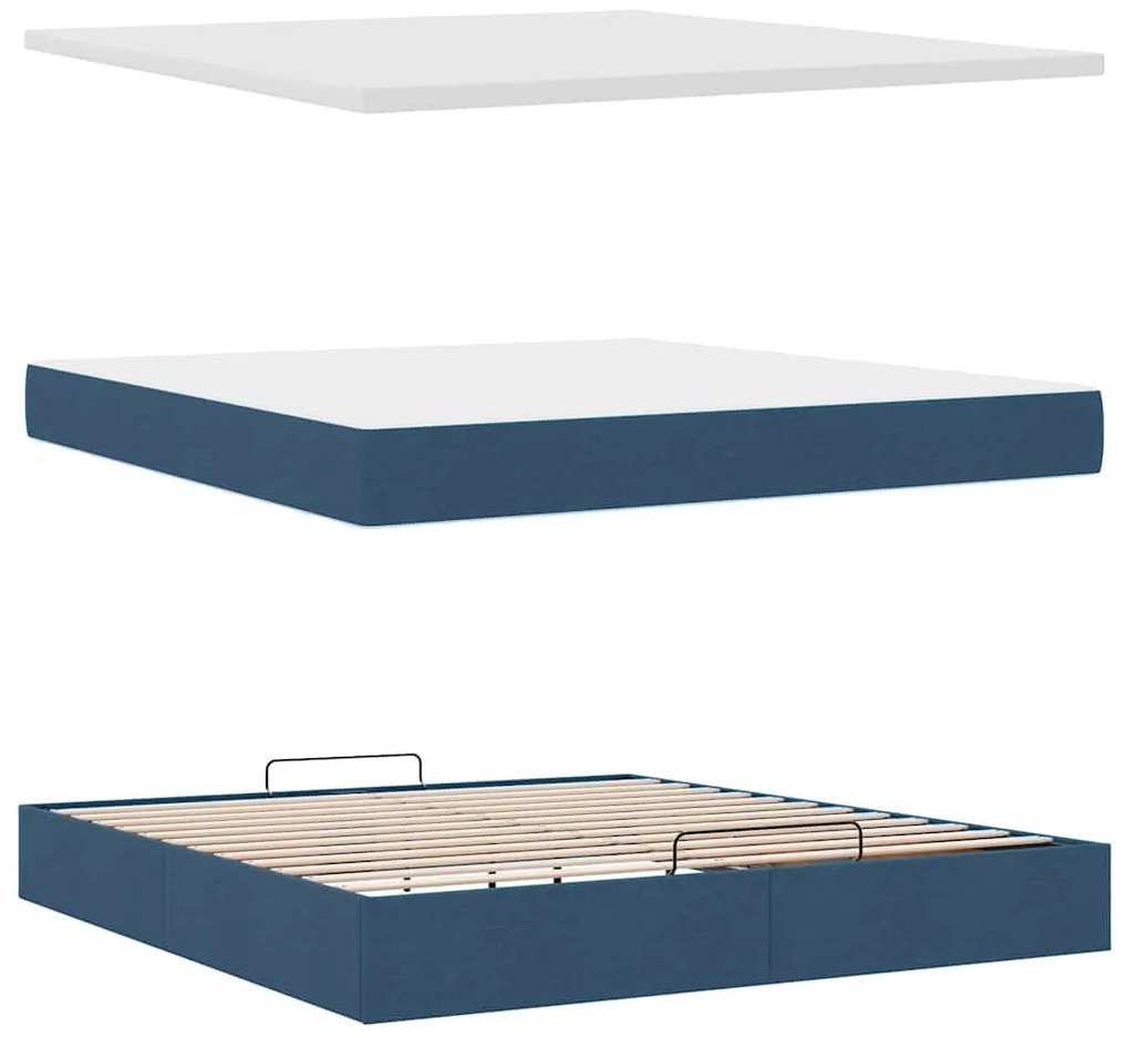 Οθωμανικό κρεβάτι με στρώμα μπλε 180x200cm ύφασμα 3313264