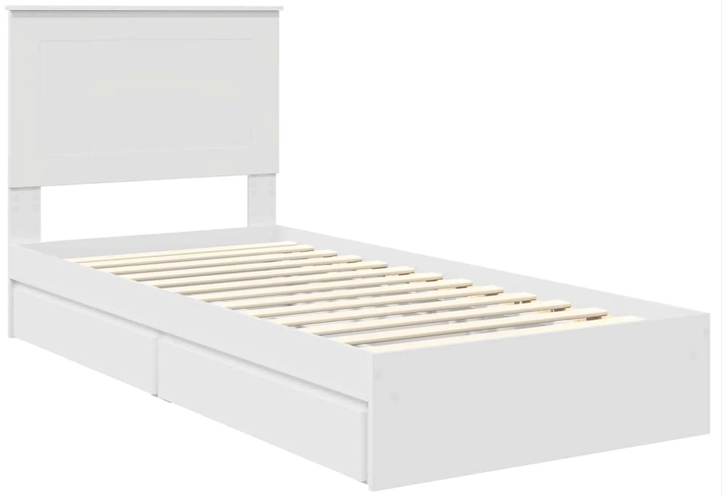 vidaXL Κρεβάτι Αποθήκης Λευκό 100 x 200 cm Επεξεργασμένο ξύλο