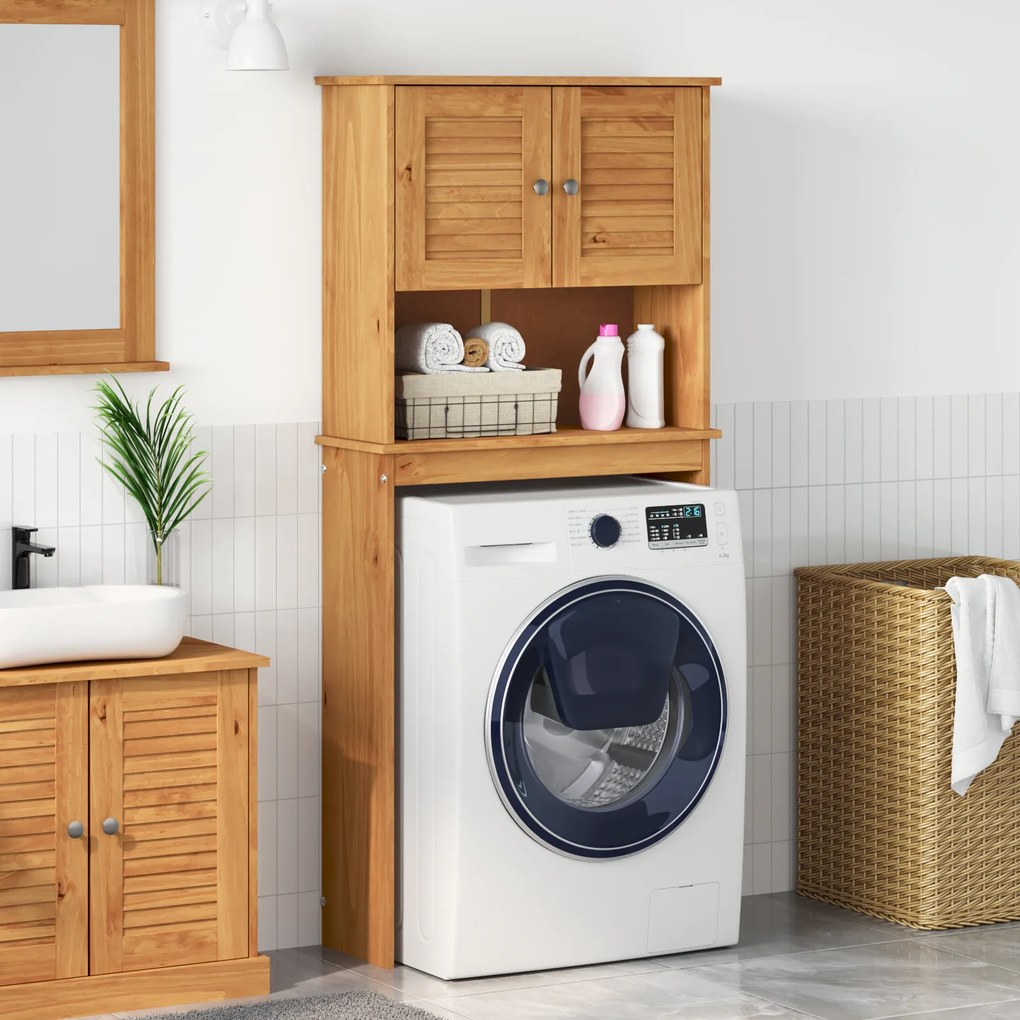 vidaXL Ντουλάπα Πλυντηρίου με ράφι με αποθήκευση με πόρτα καφέ μελί 72.5 x 27 x 161 εκ