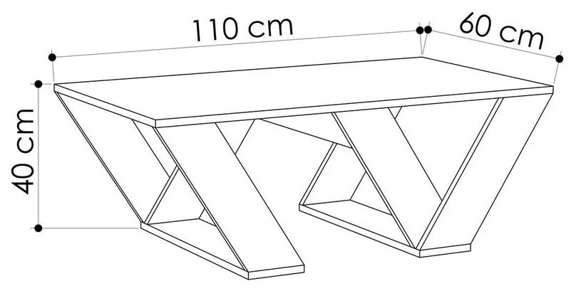 Τραπεζάκι σαλονιού &quot;TRIANGLE&quot; σε χρώμα σονόμα 110x60x40