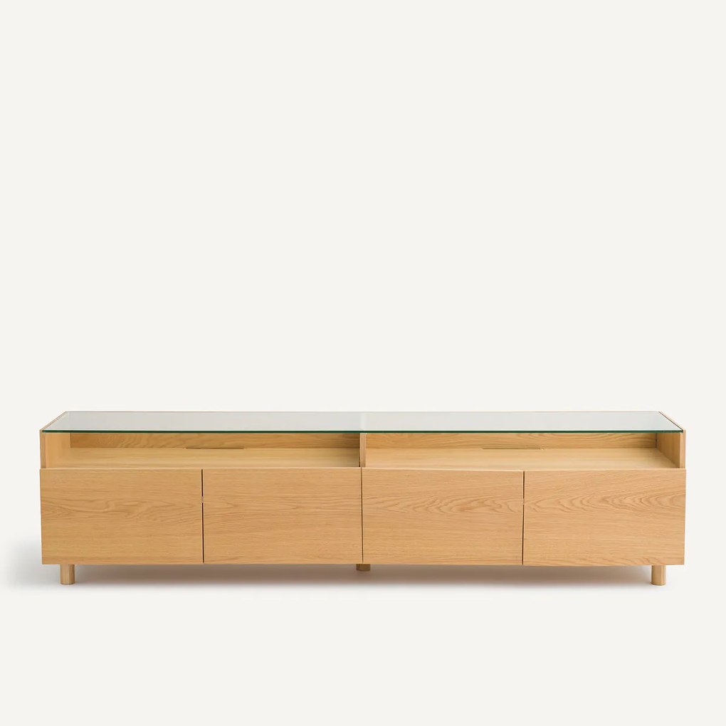 Έπιπλο τηλεόρασης hifi XL, 4 πόρτες, γυάλινη επιφάνεια Walor