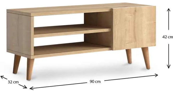 Έπιπλο τηλεόρασης Porto Megapap από μελαμίνη χρώμα oak 90x30x40εκ.