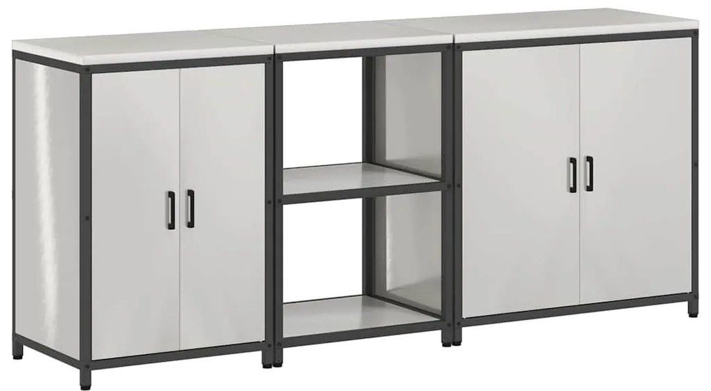 vidaXL Σετ Αποθήκευσης Κουζίνας με ράφι 3 pcs Ασημί 210 x 50 x 92 εκ