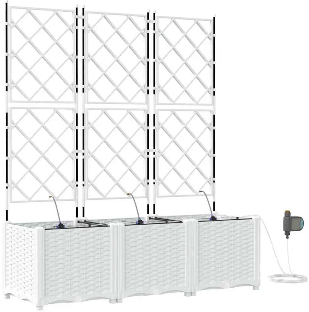 vidaXL Ζαρντινιέρες κήπου Λευκό 120 x 40 x 142 cm Ατσάλι
