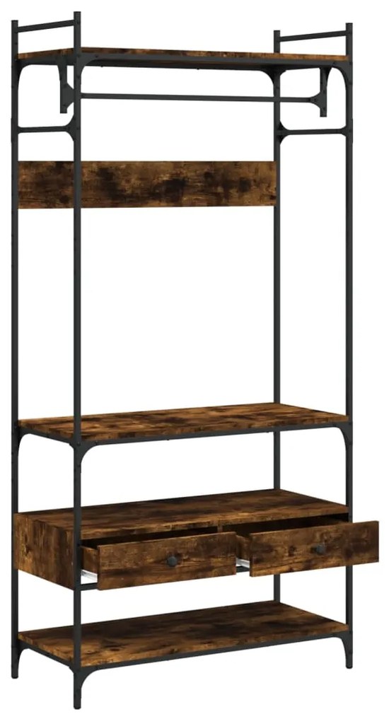 vidaXL Ντουλάπα με Συρτάρια Καπνιστή Δρυς 89x39x184,5εκ. Επεξεργ. Ξύλο