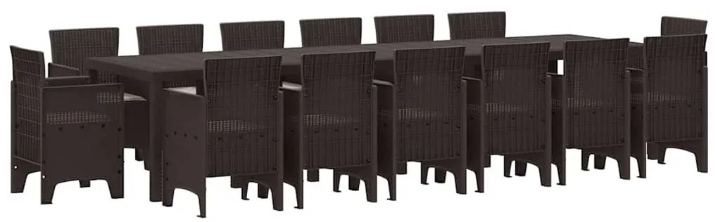 vidaXL Σέτ φαγητού για κήπο 15 pcs Καφέ Rattan Polt