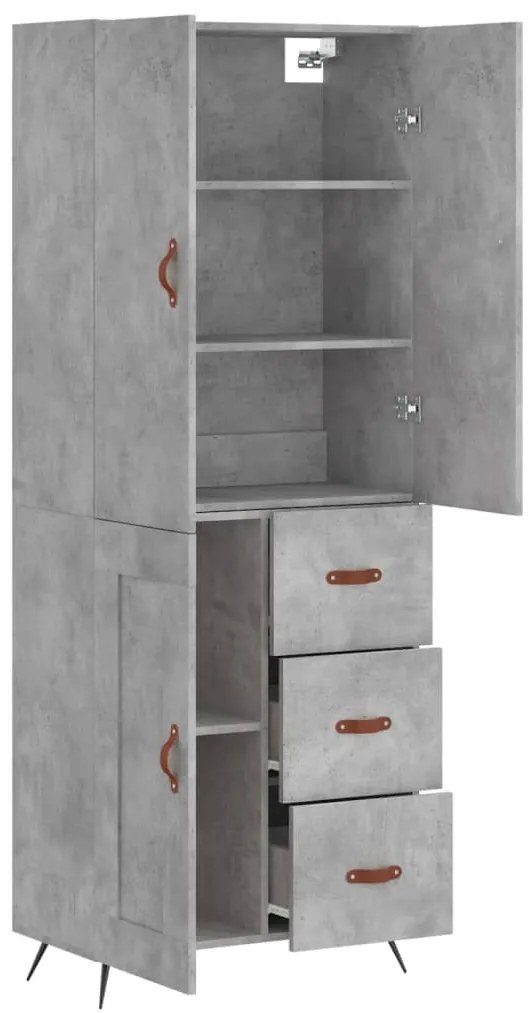 vidaXL Ντουλάπι Γκρι Σκυροδέματος 69,5x34x180 εκ. Επεξεργασμένο Ξύλο