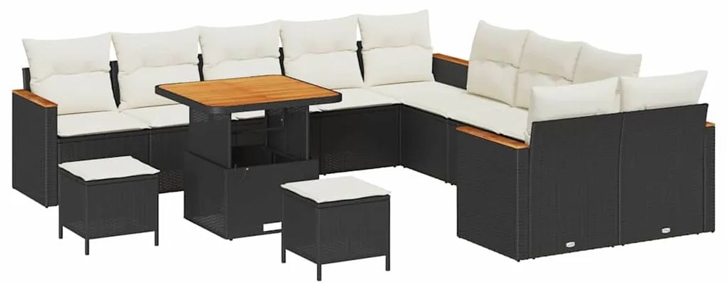 vidaXL Σετ Καναπέ Κήπου με μαξιλάρι 13 pcs Μαύρο Πολυ ράταν