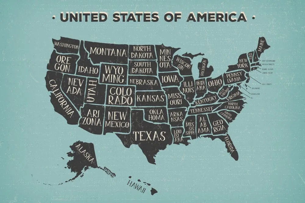 Εικόνα στον εκπαιδευτικό χάρτη των ΗΠΑ από φελλό με μπλε φόντο - 120x80  arrow