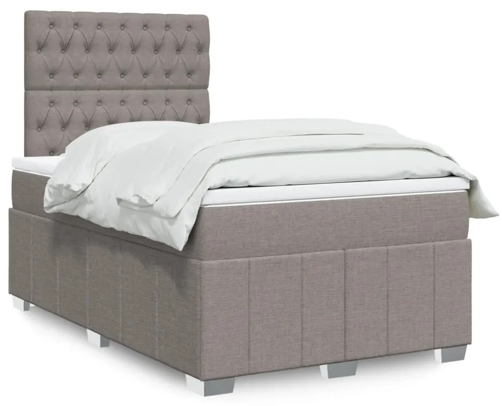 vidaXL Κρεβάτι Boxspring με Στρώμα Taupe 120x190 εκ. Υφασμάτινο