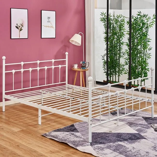 Κρεβάτι Μεταλλικό Jacinda 150x200 εκ. Λευκό Χρώμα