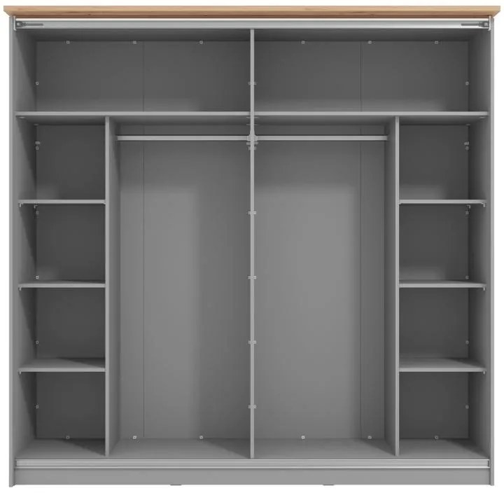Ντουλάπα Valencia 220 Γκρί - Artisan Oak - Γκρί Μάτ 220x62.5x214 εκ. 220x62.5x214 εκ.
