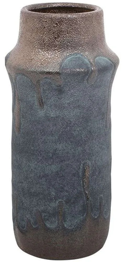 Βάζο 0046-124-005 14x32cm Blue-Bronze Κεραμικό