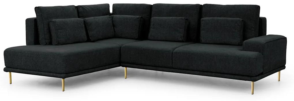 Γωνιακός καναπές Κρεβάτι Niki, μαύρο βελουτέ 277x93x200cm-Αριστερή γωνία-BOG9564