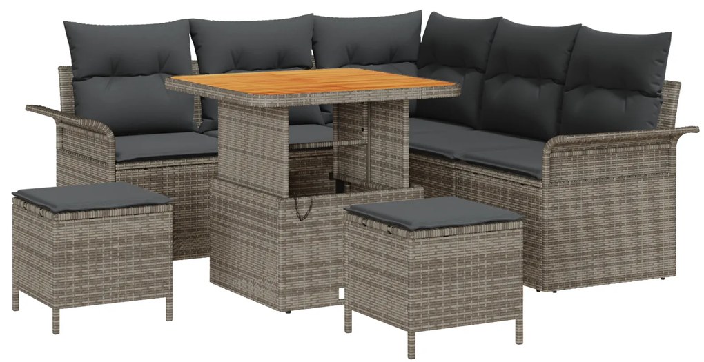 vidaXL Σετ Καναπέ Κήπου Ρυθμιζόμενο ύψος 8 pcs Γκρι συνθετικό ρατάν