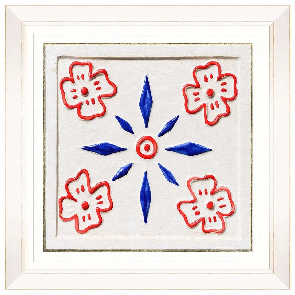 Κάδρο Folk Tiles II FA13249 50x50cm Blue-Red MindTheGap Square Ξύλο