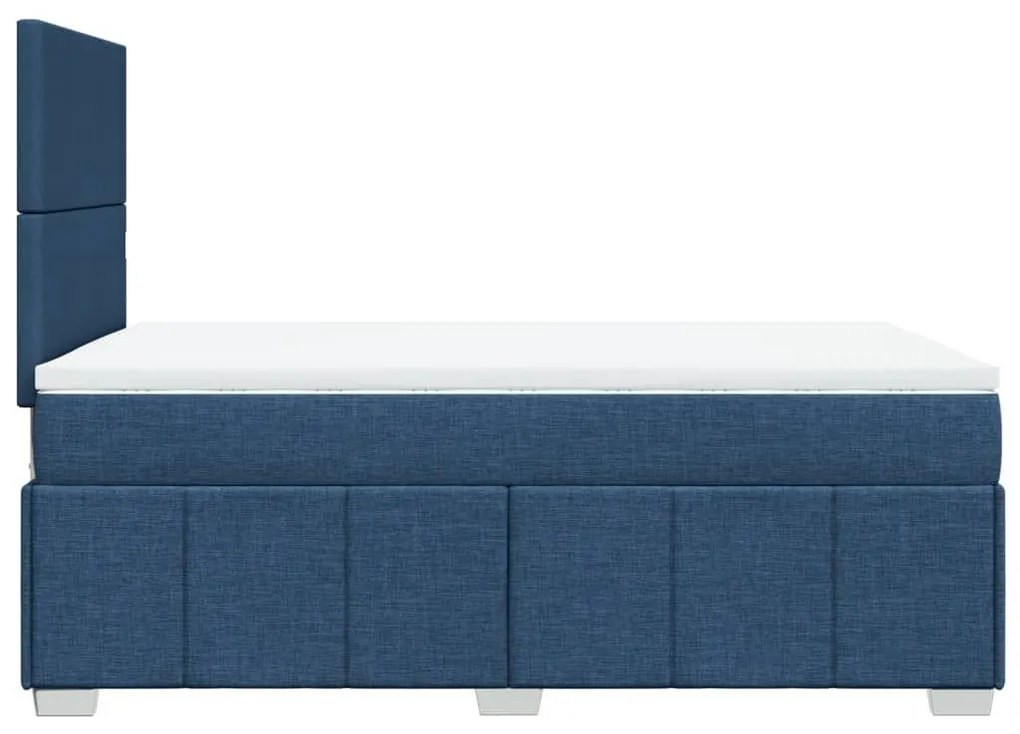 Κρεβάτι Boxspring με Στρώμα Μπλε 120x200 εκ. Υφασμάτινο - Μπλε