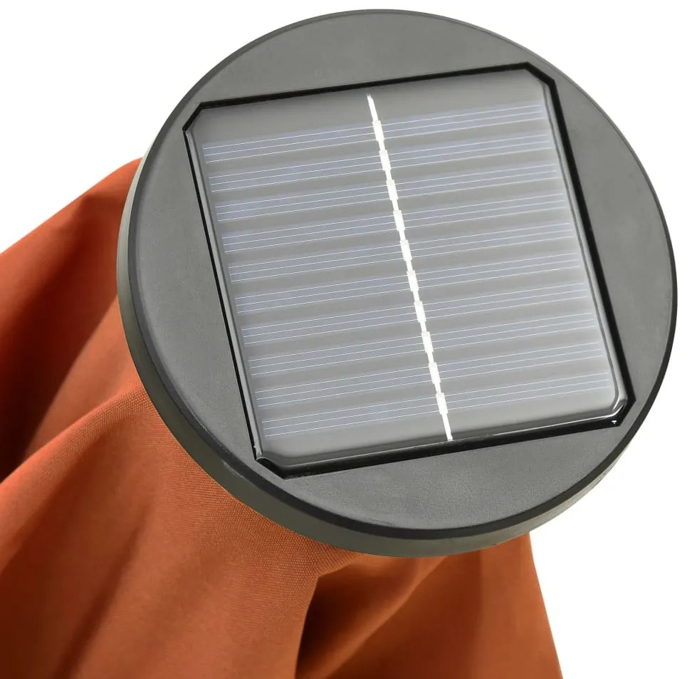 Ομπρέλα Κήπου με LED Τερακότα 200 x 211 εκ. Αλουμινίου - Γκρι