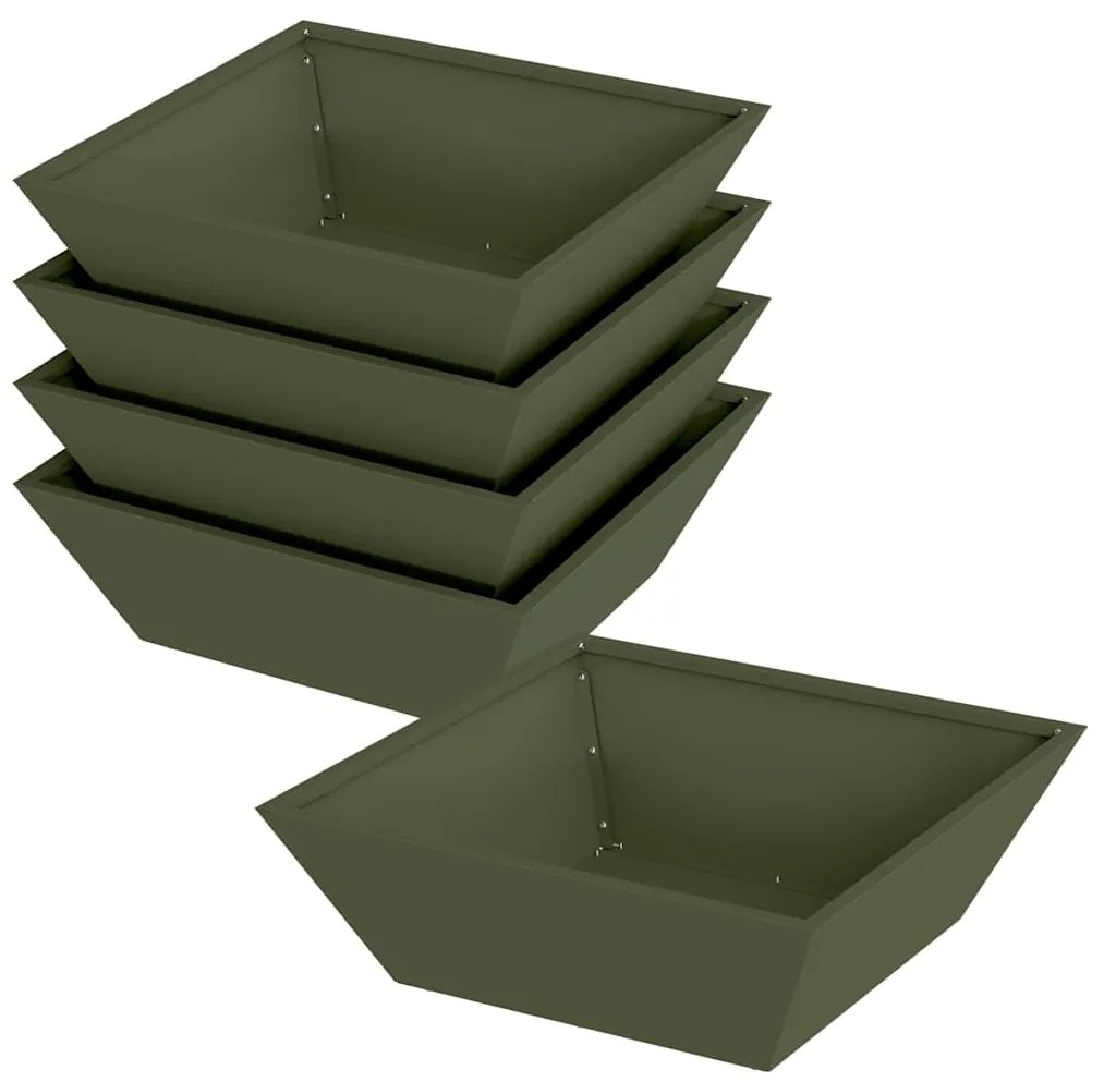 vidaXL Σετ Γλαστρών Κήπου 5 τμχ Μανταρινιάς 50x50x15 εκ Ατσάλι