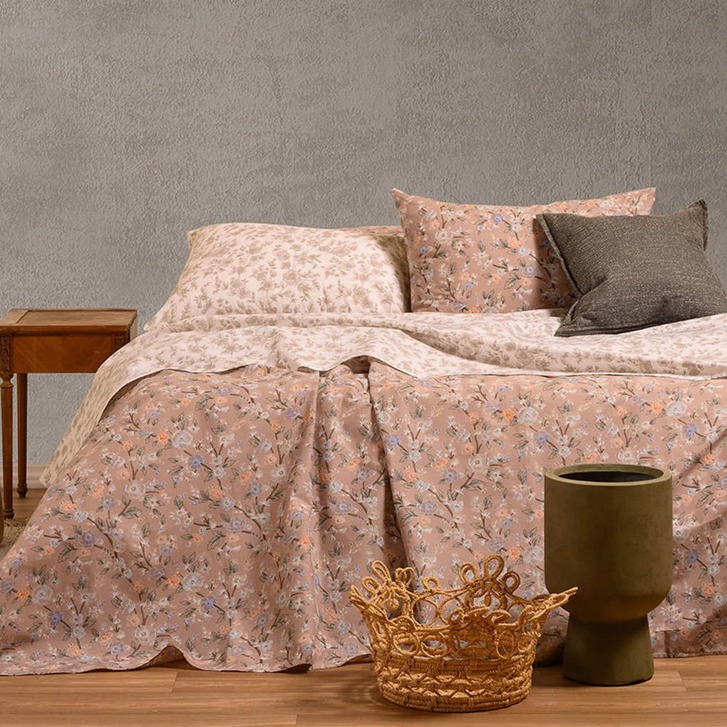 Σεντόνια Μονά (Σετ) Melinen Ultra Line Amy Beige Σομόν ΜΕ ΛΑΣΤΙΧΟ 100x200+32