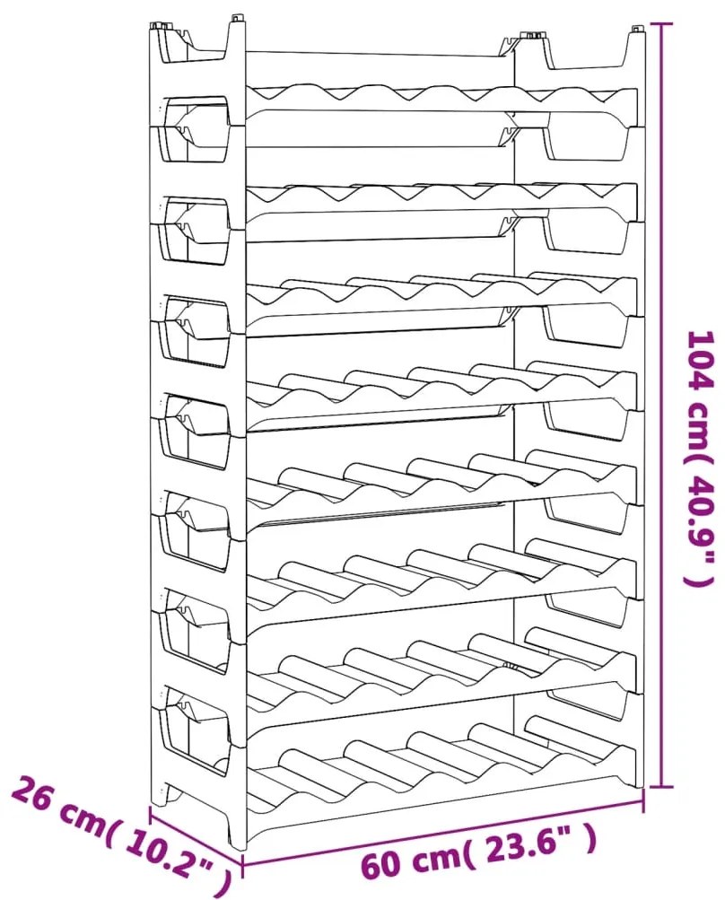 vidaXL Ραφιέρα Κρασιών Στοιβαζόμενη για 48 Μπουκάλια από Πολυπρ/λένιο
