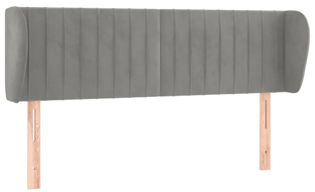 Κεφαλάρι με Πτερύγια Ανοιχτό Γκρι 147x23x78/88 εκ. Βελούδινο 3117430