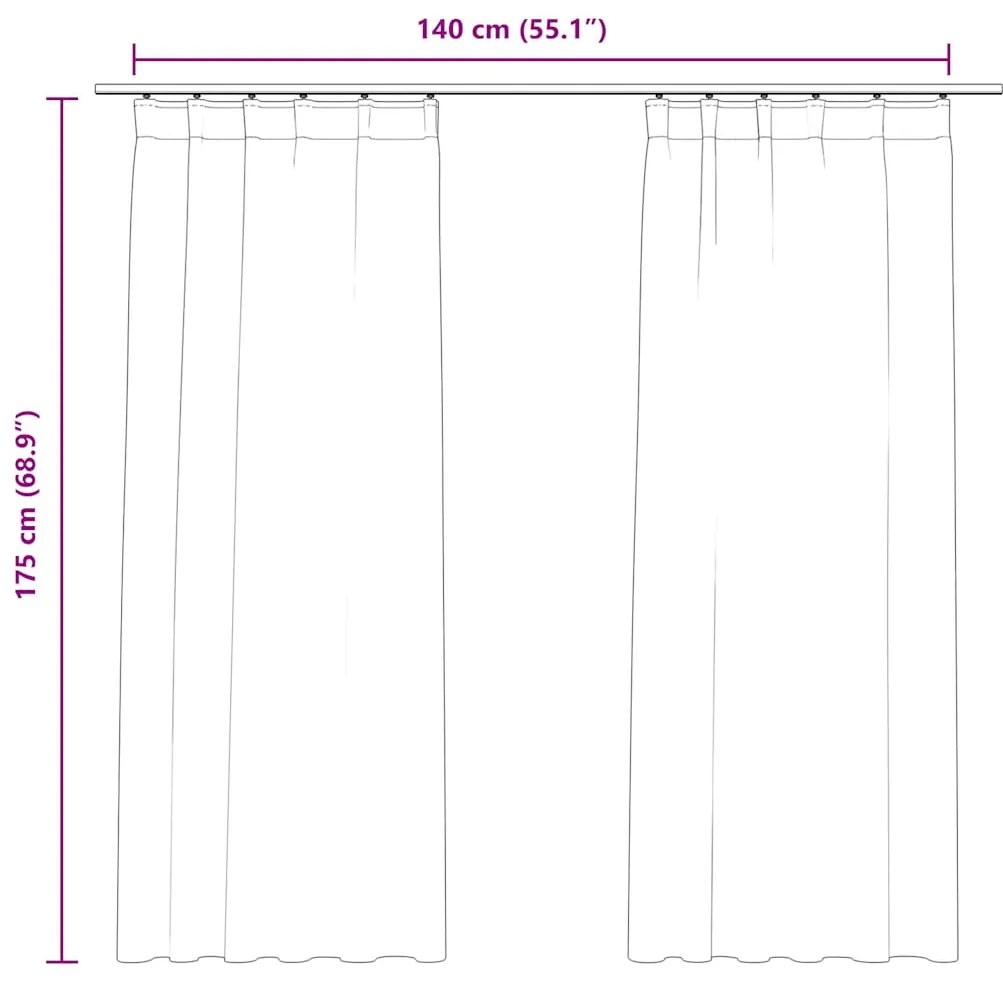 vidaXL Κουρτίνες Συσκότισης με Γάντζους 2 τεμ. Μπεζ 140x175 εκ Βελούδο