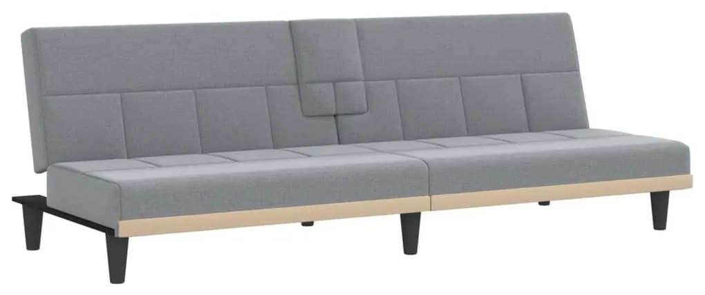 Καναπές Κρεβάτι με Ποτηροθήκες Ανοιχτό Γκρι Υφασμάτινος - Γκρι